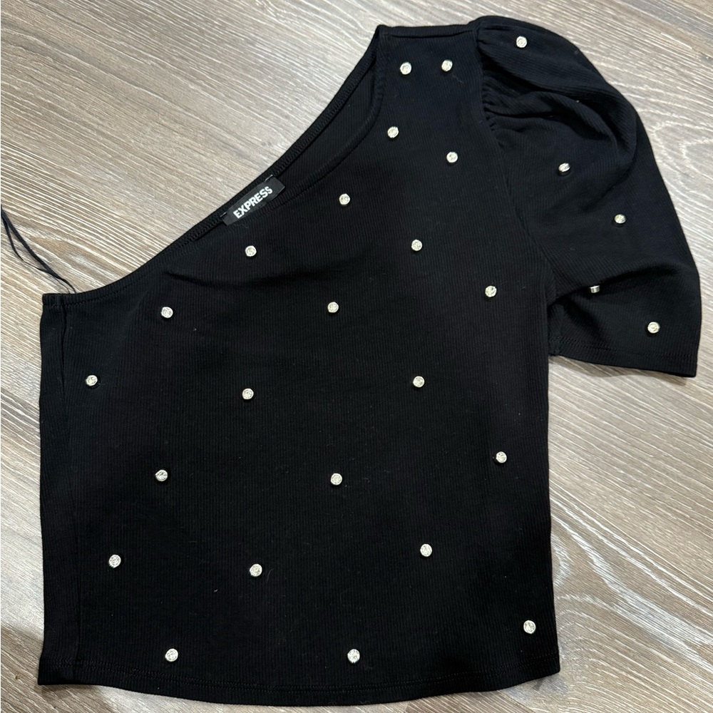 Express Black Ribbed Knit Top